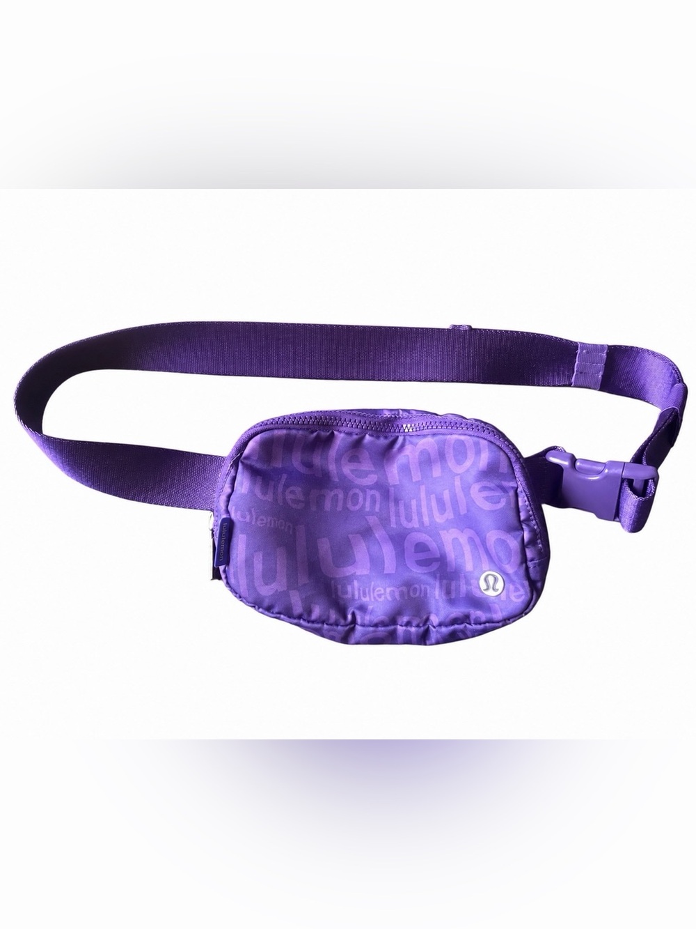 Lululemon Purple All Over Logo Print Sling Belt Bag Crossbody
